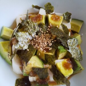 超特急レシピ♡豆腐とアボカドと韓国海苔のサラダ
